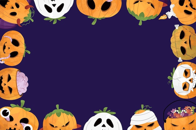 Fondo De Marco De Ilustración De Calabaza De Halloween