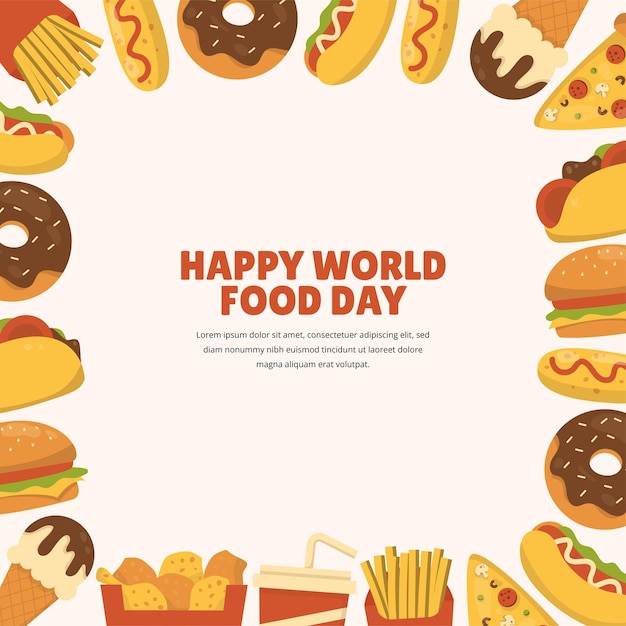 Fondo De Marco De Ilustración De Comida Rápida