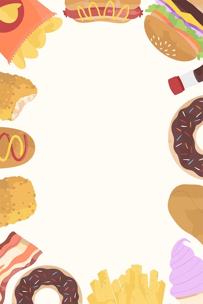 Vector fondo de marco de ilustración de comida rápida