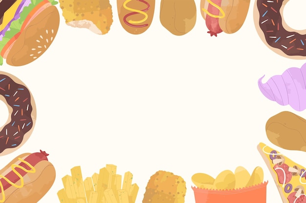 Vector fondo de marco de ilustración de comida rápida