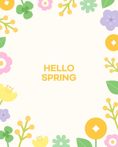 El fondo del marco de ilustraciones de flores de primavera El fondo vectorial de flores de colores pastel