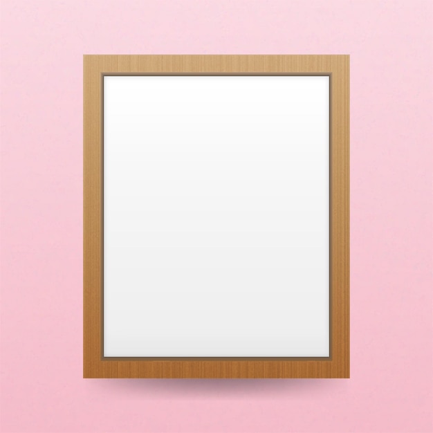 Fondo de marco de madera rectangular de vector en blanco