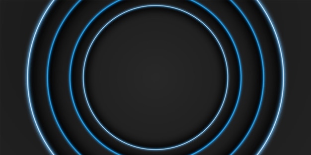 fondo de marco negro capa de superposición circular con forma de círculo de luz azul diseño minimalista oscuro