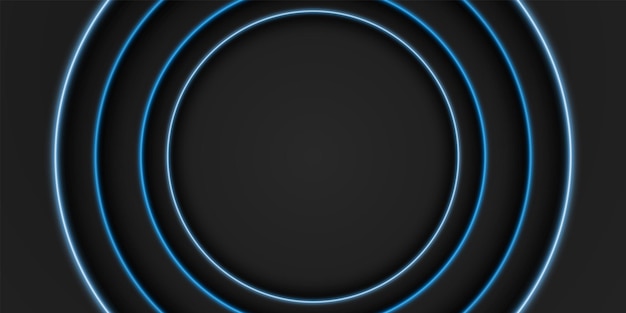 fondo de marco negro capa de superposición circular con forma de círculo de luz azul diseño minimalista oscuro