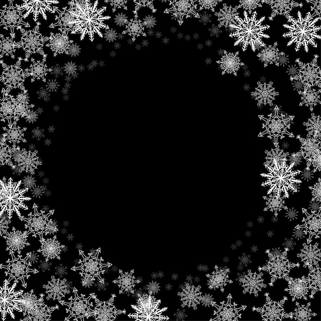 Fondo de marco rectangular con pequeños copos de nieve