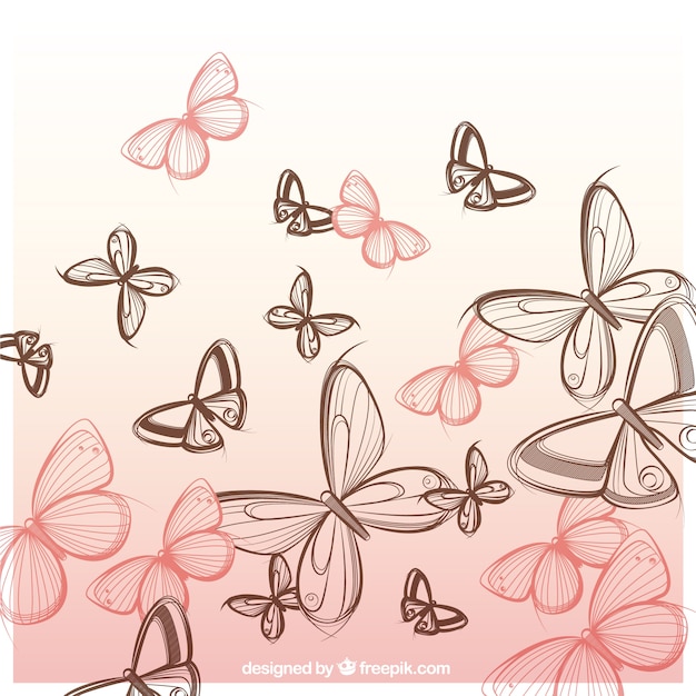 Fondo de mariposas dibujadas a mano