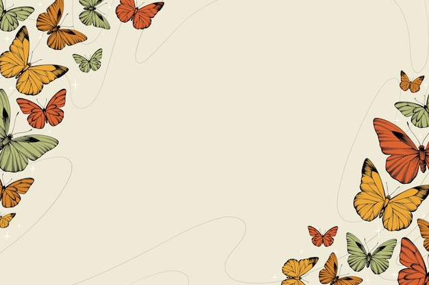 Fondo mariposas dibujadas a mano