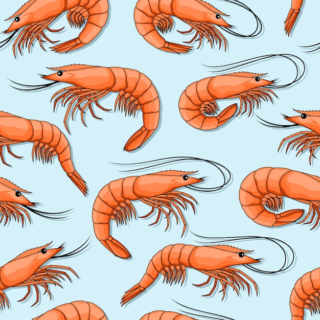 Fondo de mariscos de patrones sin fisuras de camarones