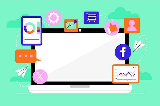 Fondo de marketing digital dibujado a mano