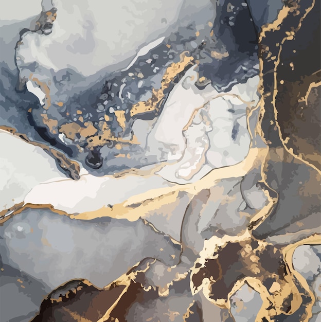 Fondo de mármol líquido realista de vector libre con oro