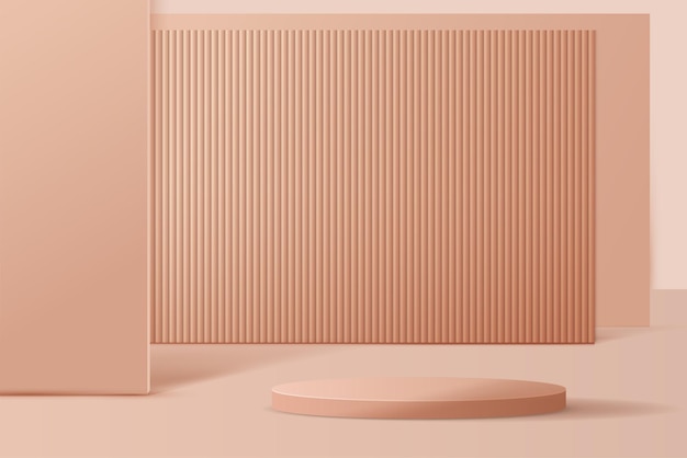 Fondo marrón cosmético exhibición de podio mínima y premium para la marca de presentación del producto