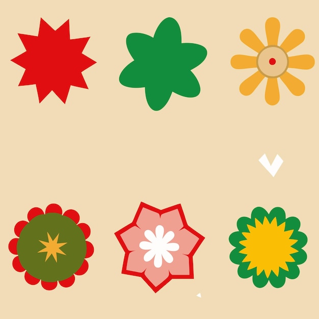un fondo marrón con una flor verde y amarilla y una flor roja