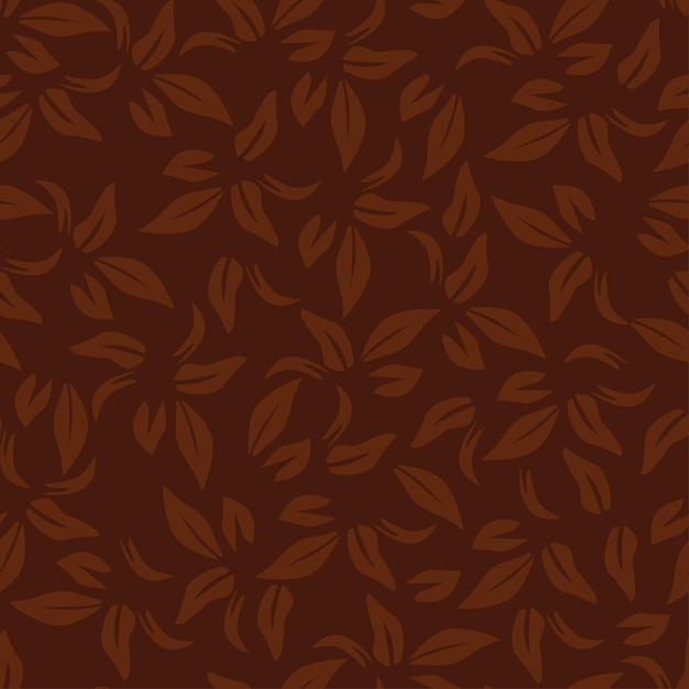 un fondo marrón con hojas y flores