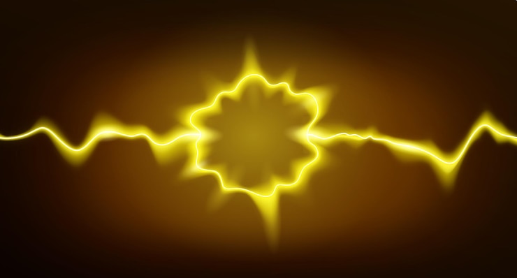 Vector fondo marrón ocre líneas amarillas energéticas que forman un círculo inestable en el fondo central para pancartas carteles o folletos publicidad comercial y sitios web ilustración vectorial