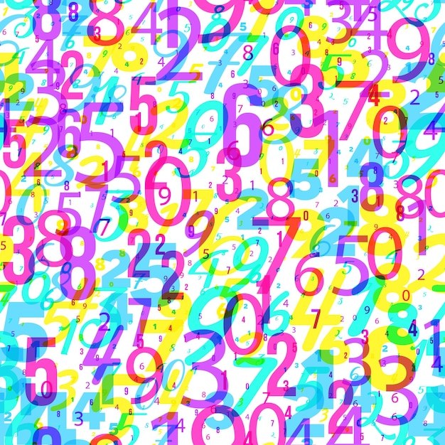 Fondo de matemáticas diferentes números patrón matemático neón brillante estilo años 80