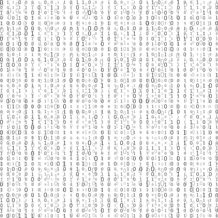 Vector fondo de matriz abstracta código de computadora binario codificación concepto de pirata informático ilustración de fondo vectorial