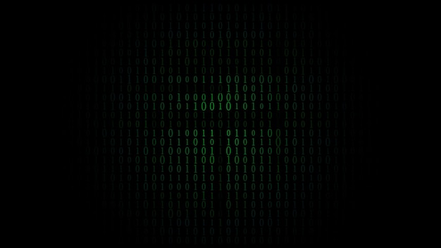 Fondo de matriz de tecnología Seguridad cibernética con número descendente en pantalla Código binario vectorial Sistema digital Datos de decodificación Concepto pirateado