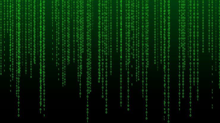 Vector fondo de matriz verde números que caen en la pantalla código binario de flujo de tecnología ilustración de vector digital concepto de piratería