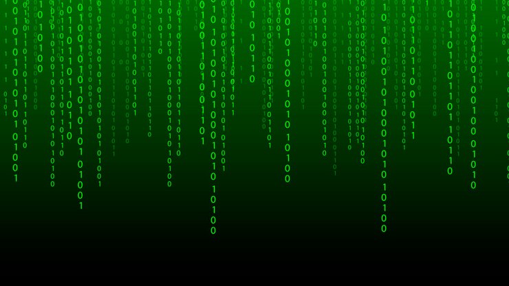 Vector fondo de matriz verde números que caen en la pantalla código binario de flujo de tecnología ilustración de vector digital concepto de piratería
