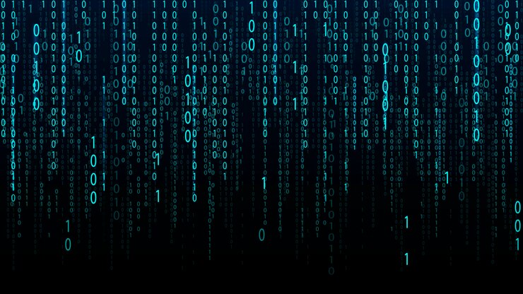 Vector fondo de matriz verde números que caen en la pantalla código binario de flujo de tecnología ilustración de vector digital concepto de piratería