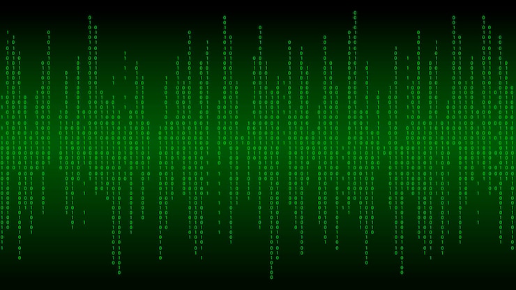 Vector fondo de matriz verde números que caen en la pantalla tecnología de flujo de código binario ilustración vectorial digital concepto de hacking