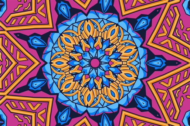 Fondo de medallón de vector de cuadro de flor de mandala étnico