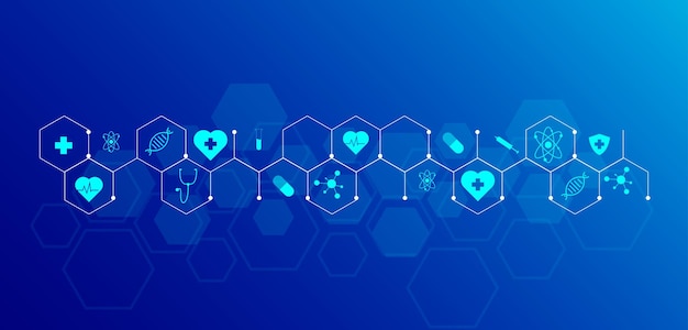 Fondo médico abstracto con íconos planos y con concepto e idea para médico