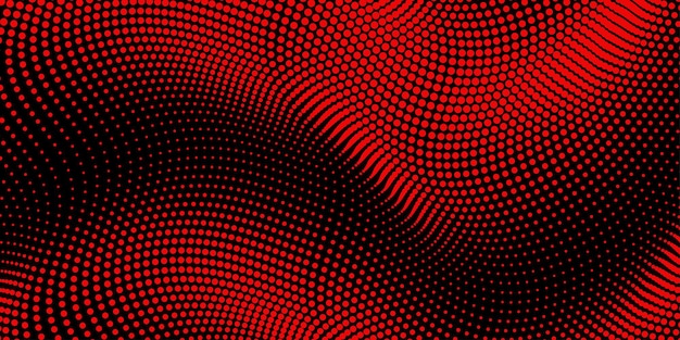 Vector fondo de medio tono de remolino abstracto con color rojo y negro