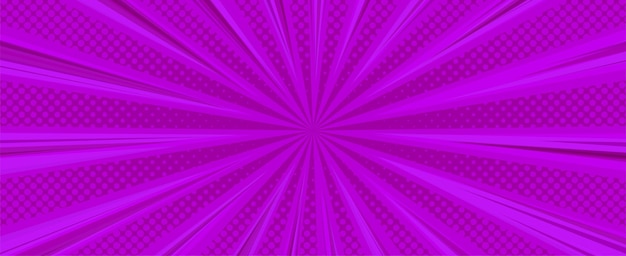 Fondo de medios tonos púrpura Fondo de pantalla de arte pop con rayos cómicos y duotono Ilustración vectorial