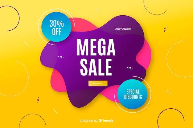Fondo de mega rebajas con formas abstractas