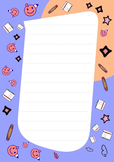 El fondo de melocotón suave decorado con dibujos y motivos divertidos