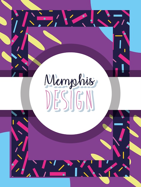 Vector fondo de memphis con etiqueta