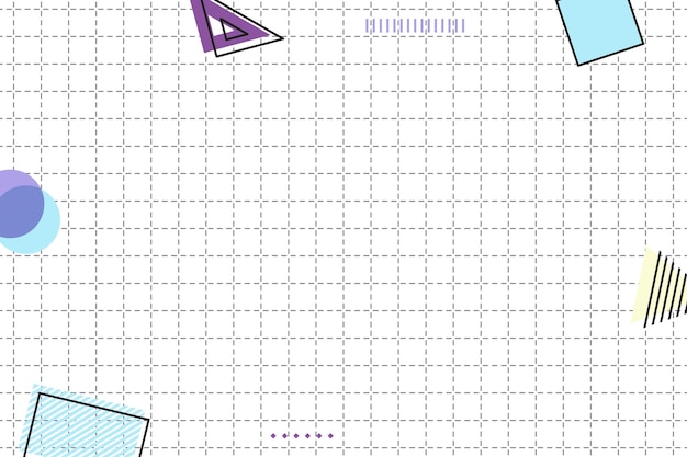 Vector fondo de memphis geométrico de cuadrícula discontinua plana