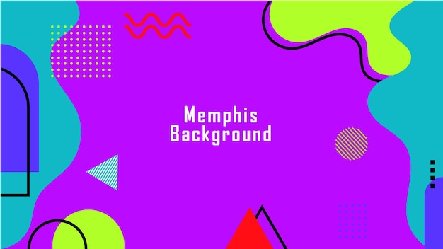 Fondo de Memphis con vector azul púrpura y verde