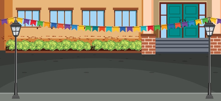 Vector fondo de mercado callejero vacío al aire libre