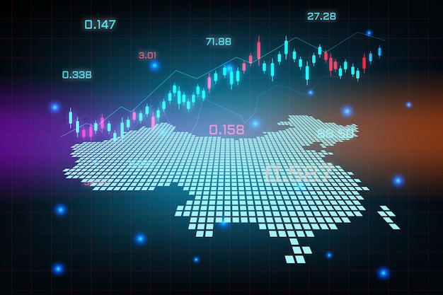 Fondo del mercado de valores o gráfico de negocio de comercio de divisas para el concepto de inversión financiera del mapa de china. idea de negocio y diseño de innovación tecnológica.