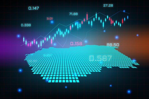 Fondo del mercado de valores o gráfico de negocio de comercio de divisas para el concepto de inversión financiera del mapa de Hungría. idea de negocio y diseño de innovación tecnológica.