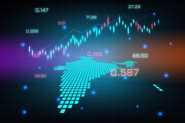 Fondo del mercado de valores o gráfico de negocio de comercio de divisas para el concepto de inversión financiera del mapa de la India. idea de negocio y diseño de innovación tecnológica.