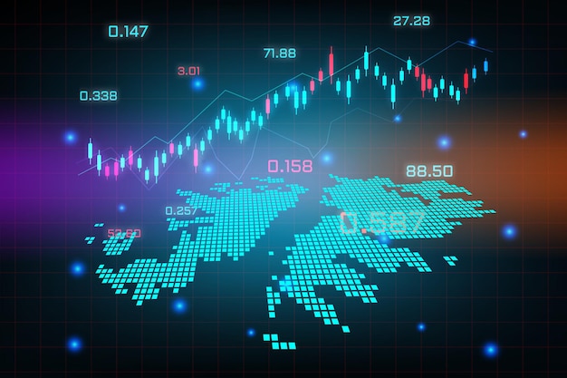 Fondo del mercado de valores o gráfico de negocio de comercio de divisas para el concepto de inversión financiera del mapa de las Islas Malvinas.