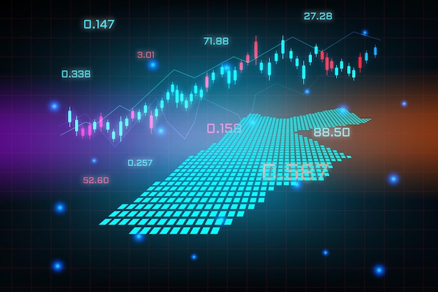 Fondo del mercado de valores o gráfico de negocio de comercio de divisas para el concepto de inversión financiera del mapa de Jordania. idea de negocio y diseño de innovación tecnológica.