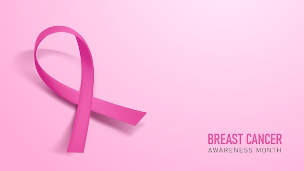 Vector fondo de mes de conciencia de cáncer de mama de cinta rosa