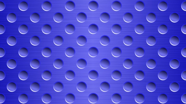 Fondo de metal abstracto con agujeros en colores azul brillante