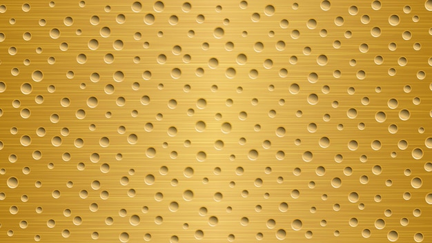 Fondo de metal abstracto con agujeros en colores dorados brillantes