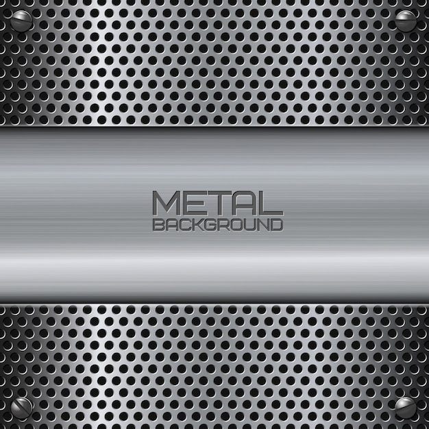 Vector fondo de metal perforado con tornillos