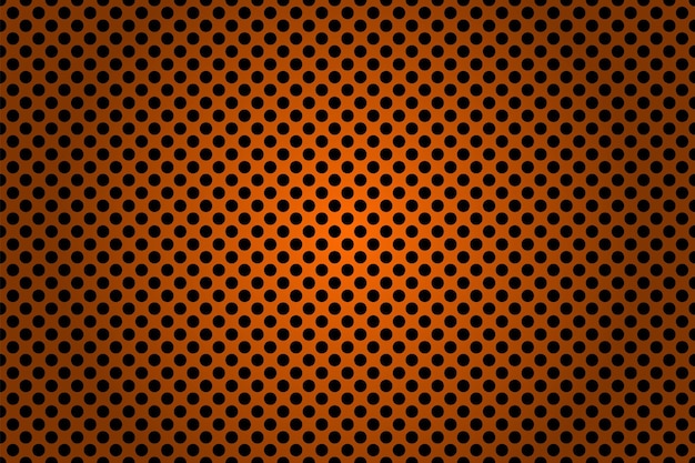Fondo metálico perforado negro y naranja Ilustración vectorial de fondo abstracto