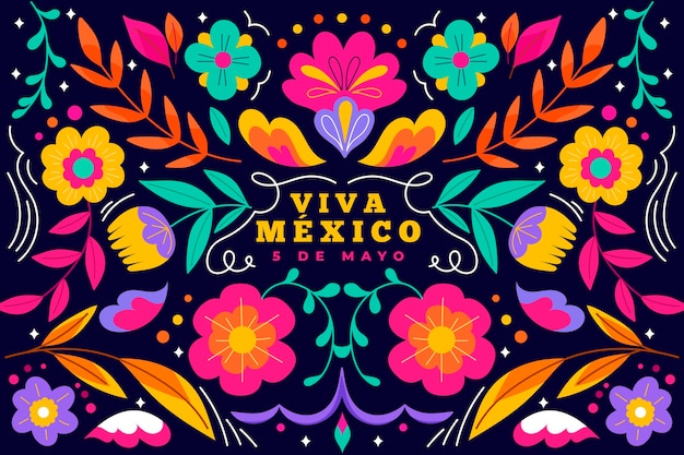 Fondo mexicano cinco de mayo dibujado a mano