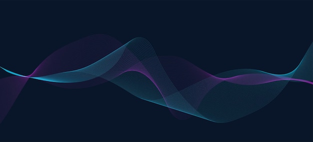 Fondo de mezcla de línea abstracta púrpura azul Diseño de onda dinámica Elemento de encabezado de onda sonora de música