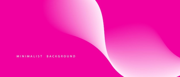 Fondo minimalista con color gradiente rosado 3D ondas fluyentes en blanco