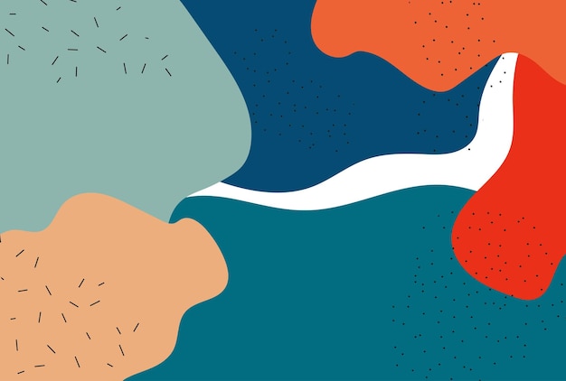 Fondo minimalista de colores abstractos patrón de forma vectorial Memphis diseño de línea de garabateo plano