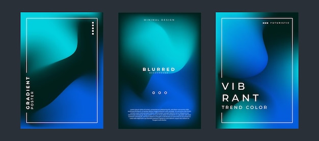 Fondo minimalista con gradiente de malla Set de carteles de colores borrosos y colorados